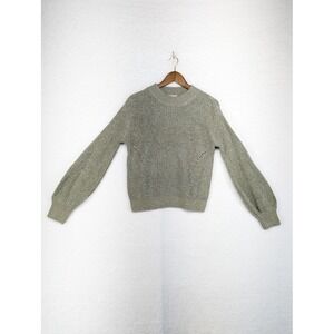 H&M‎ Women's Green Puffer Sleeve Glittery Sweater Size S